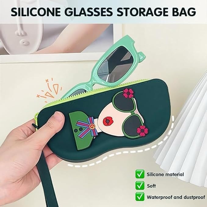 Silicone Sunglass Case with Zipper and Wrist Strap