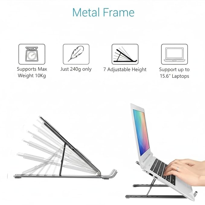 Portable Aluminum Notebook Riser with 6 Height Levels