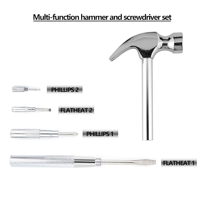 6-in-1 Metal Multifunction Hammer & Screwdriver Hand Tool Set