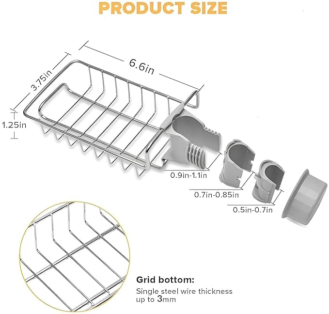 Sink Tap Stand - Stainless Steel Adjustable Faucet Shelf Drain Rack