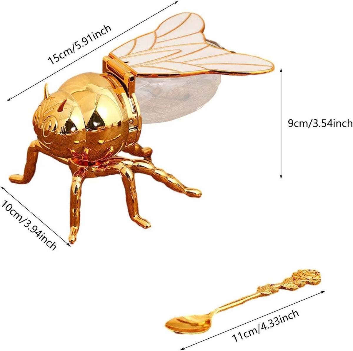 Bee Shaped Honey Jar with Spoon Condiment Pot