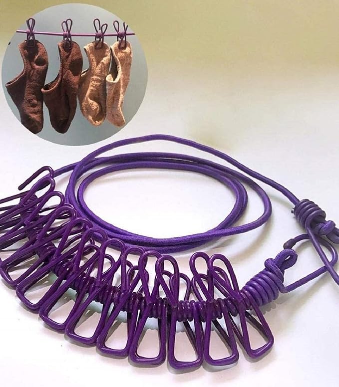 Cloth Rope with Clip Portable Multi Functional Drying Rope with 12 Clip
