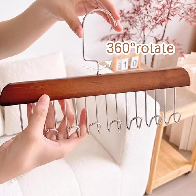 Multipurpose Wooden Wardrobe Organizer Hanger with  Hooks