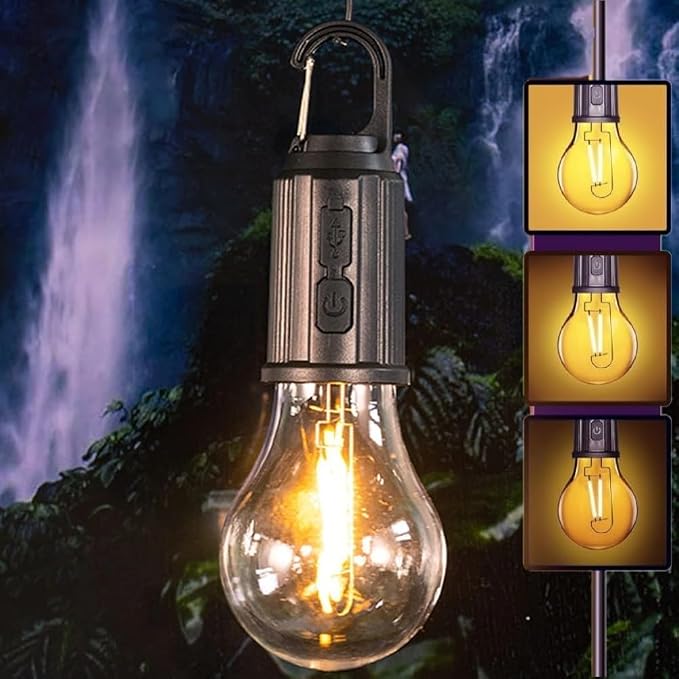 Rechargeable Camping Hanging Bulb with 3 Lighting Modes