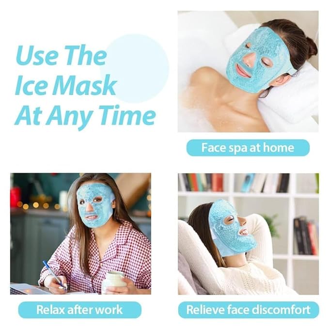 Reusable Full Face Ice Gel Mask for Puffy Eyes & Dark Circles