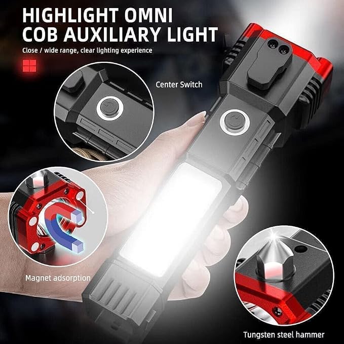High Power Flashlight with Glass Breaker & Seat Belt Cutter