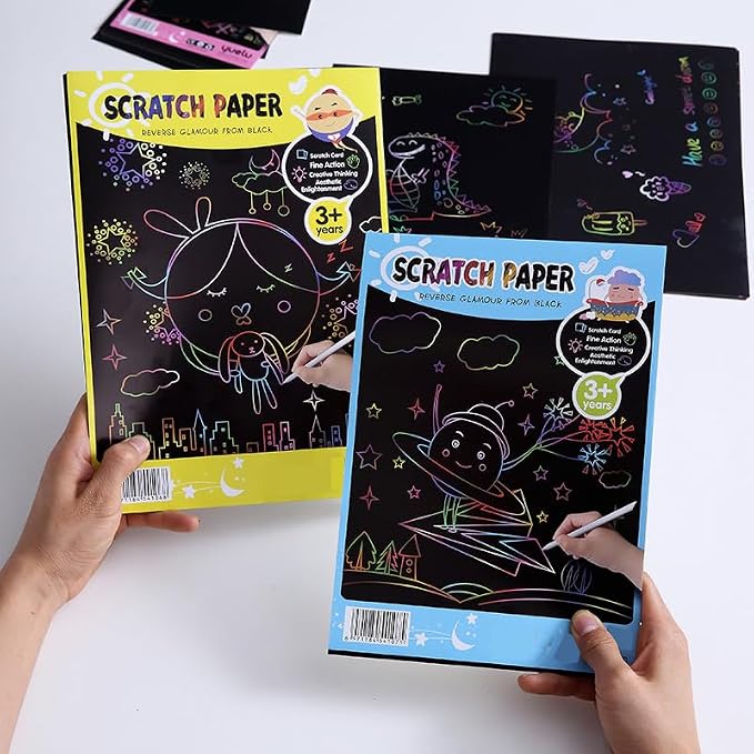 Scratch Art Sheets Magic Drawing Coloring Book Black Scratch Paper