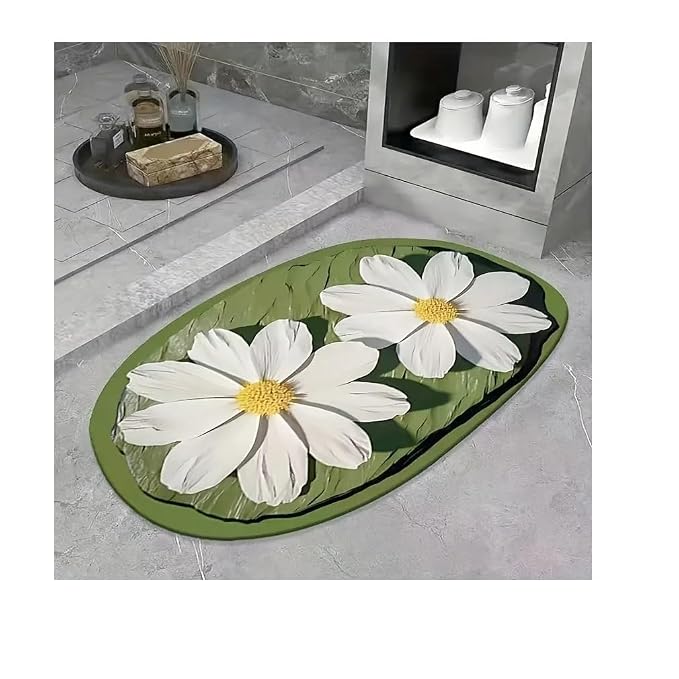 Water Absorbent 3D Multi Flower Design Anti-Slip Mat