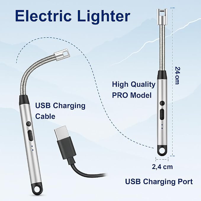 USB Type-C Flameless Windproof Candle Lighter with 360° Flexible Neck