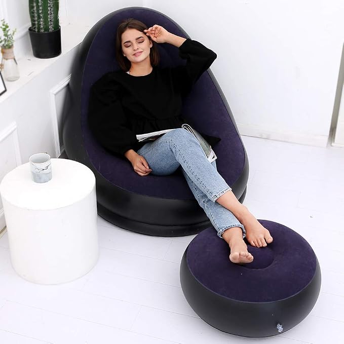 Inflatable Sofa Chair and Footstool Outdoor Folding Sofa
