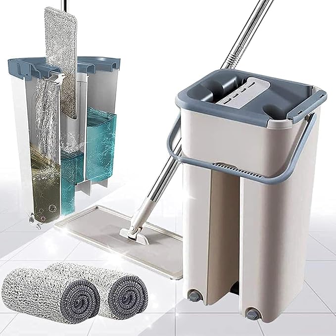 Telescopic Floor Cleaning Mop Set with 2 Reusable Pads