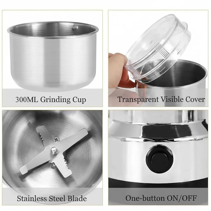 Stainless Steel Portable Mini Electric Coffee & Spice Grinder