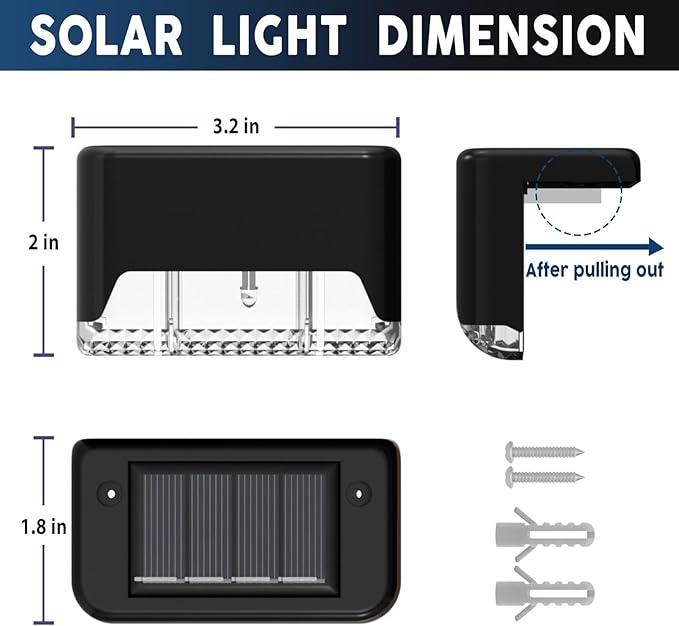 Solar Deck Lights Fence Post Solar Lights for Patio Pool Stairs Step