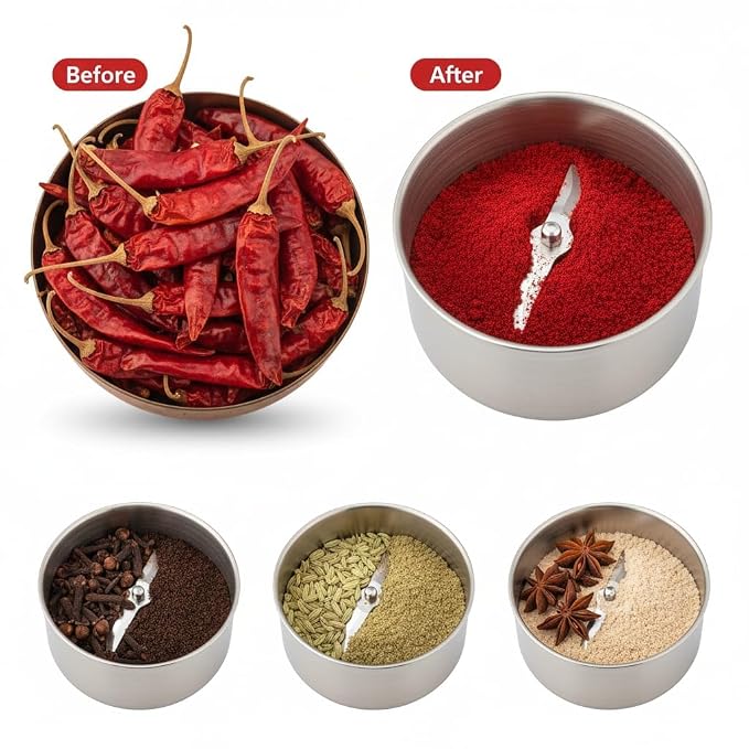 Stainless Steel Portable Mini Electric Coffee & Spice Grinder