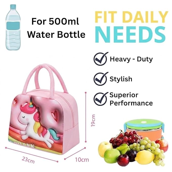 3D Cartoon Printed Insulated Lunch Storage Hand Bag