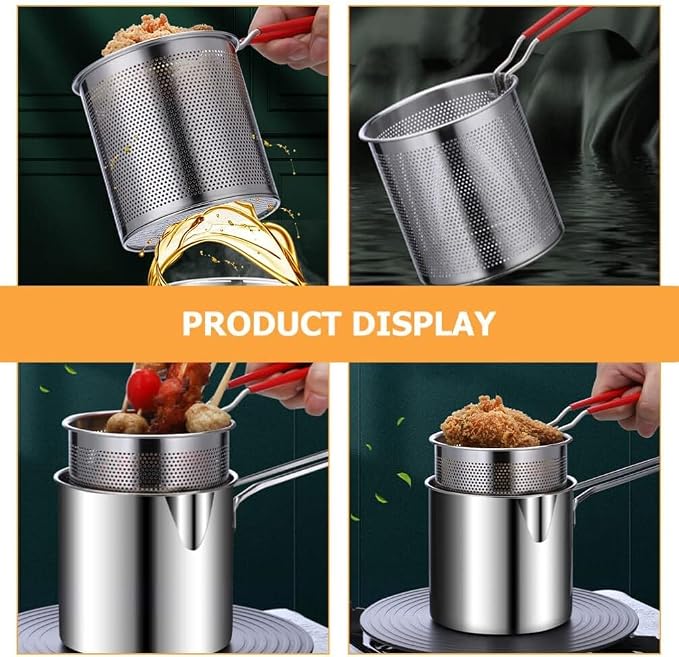Deep Frying Pot with Strainer Basket
