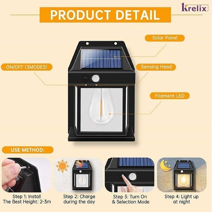 Solar Induction Wall Lamp Outdoor with Motion Sensor