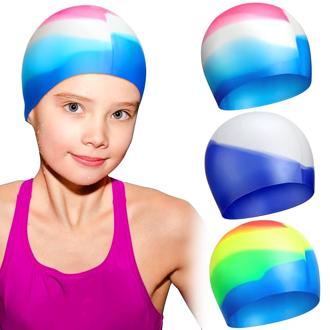 Swim Cap Kids Waterproof Silicone Swimming Caps