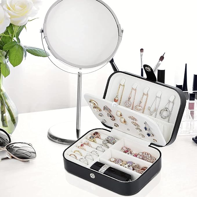 Mini Jewellery Box Organiser Portable Travel Double-Layer Jewelry Box