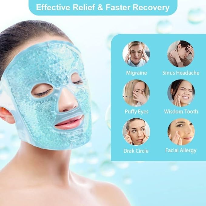 Reusable Full Face Ice Gel Mask for Puffy Eyes & Dark Circles