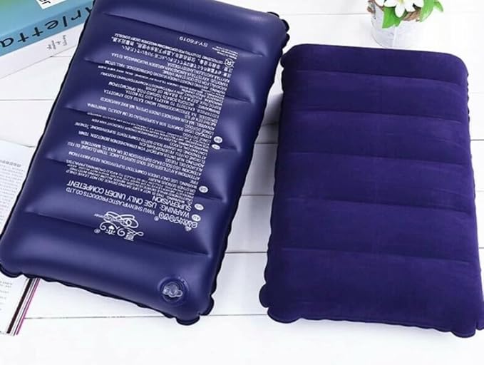 Blue Velvet Air Pillow for Travel Sleeping