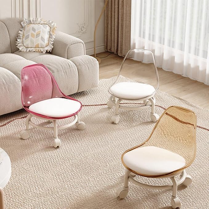 Acrylic Rolling Mini Sofa Chair with BackRest 360° Rotating SEAT