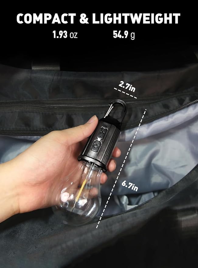 Rechargeable Camping Hanging Bulb with 3 Lighting Modes