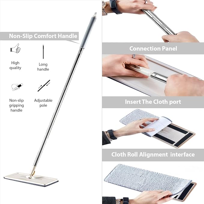 Telescopic Floor Cleaning Mop Set with 2 Reusable Pads