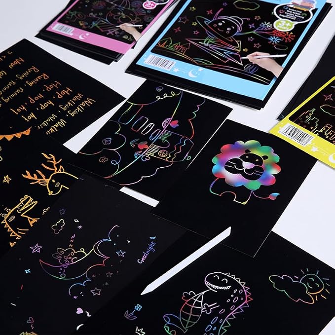 Scratch Art Sheets Magic Drawing Coloring Book Black Scratch Paper