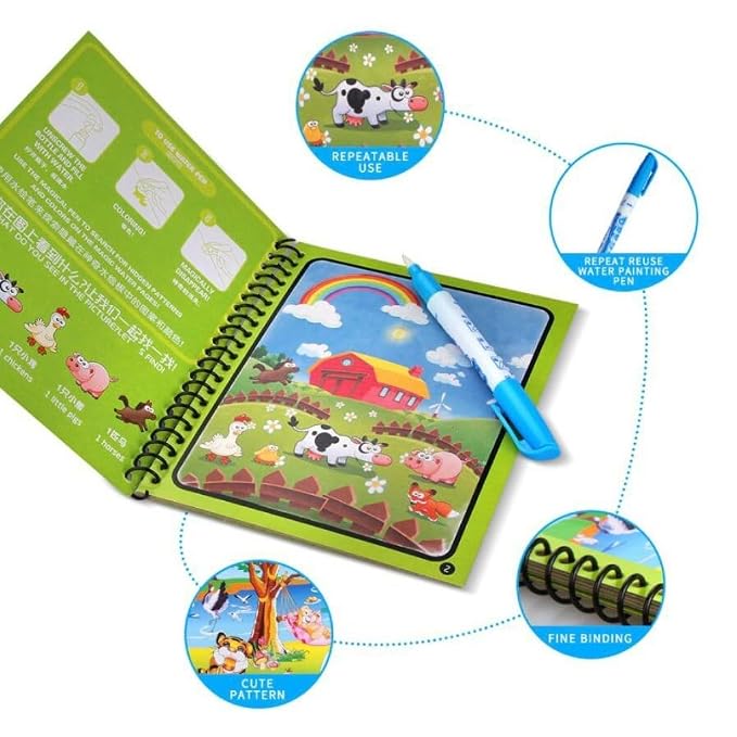 Reusable Water Painting Colouring Book with Water Pen
