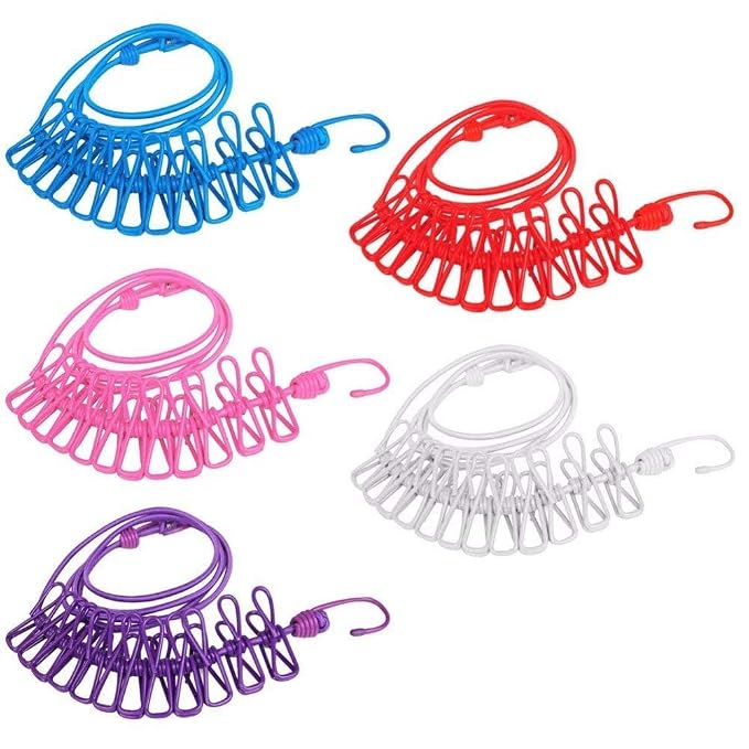 Cloth Rope with Clip Portable Multi Functional Drying Rope with 12 Clip