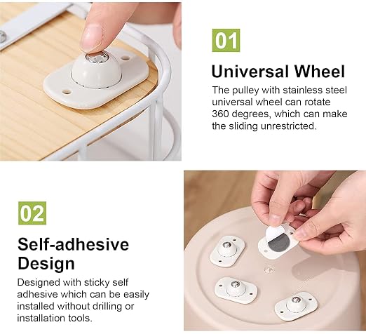 Self Adhesive Stainless Steel Swivel Caster Wheels with 360 Degree Rotation