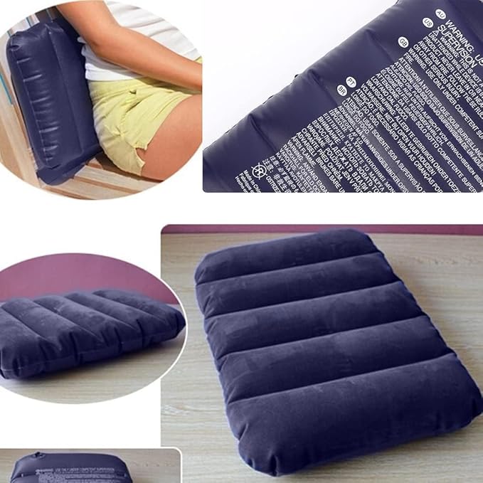 Blue Velvet Air Pillow for Travel Sleeping