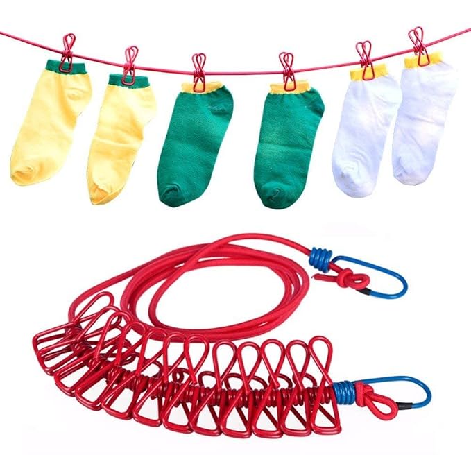 Cloth Rope with Clip Portable Multi Functional Drying Rope with 12 Clip