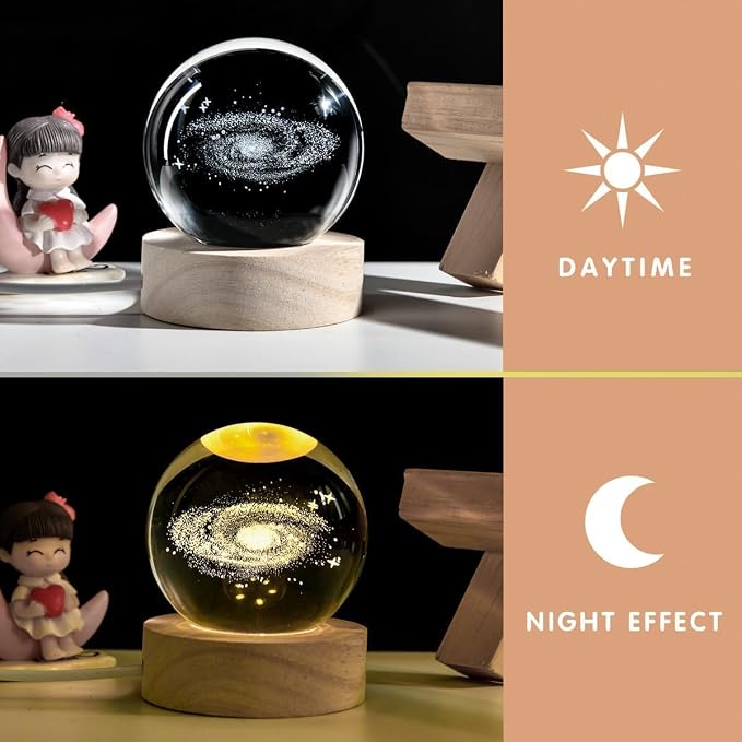 Galaxy Ball Galaxy 3D Crystal LED Stand Glass Decorative Ball