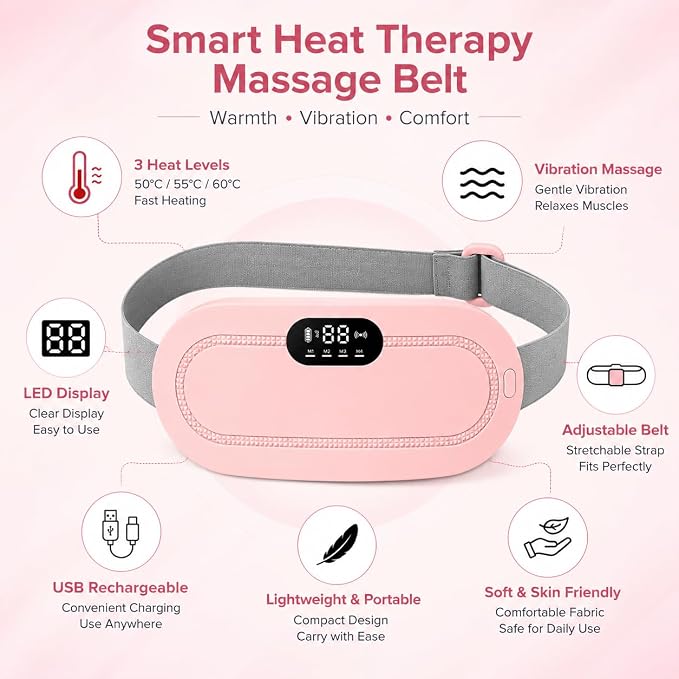 Period Cramp Relief Heating Pad Pain Device with 4 Massage Modes