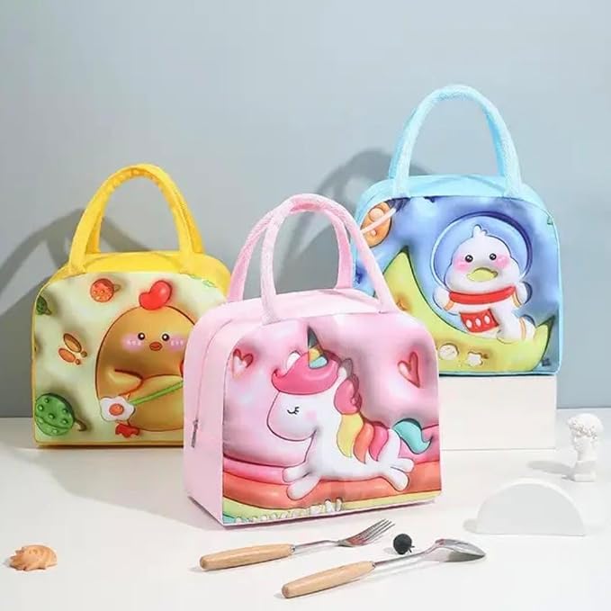 3D Cartoon Printed Insulated Lunch Storage Hand Bag