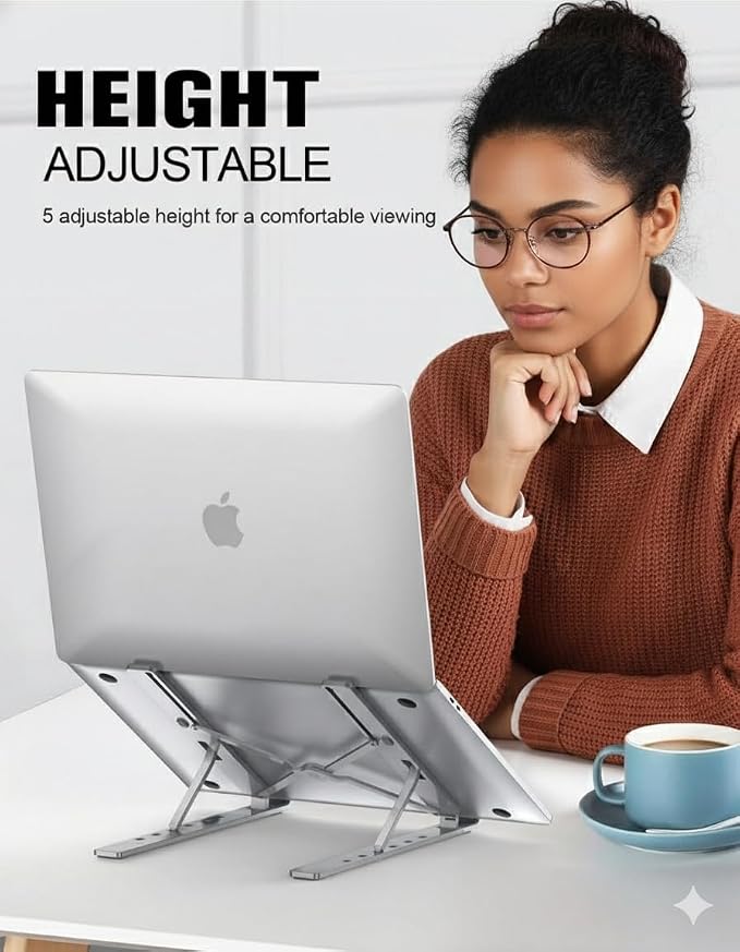 Portable Aluminum Notebook Riser with 6 Height Levels