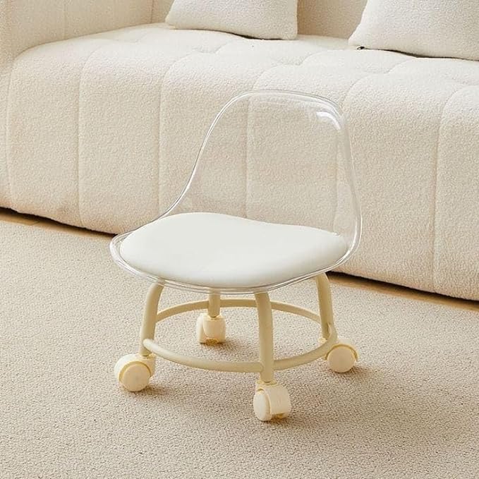 Acrylic Rolling Mini Sofa Chair with BackRest 360° Rotating SEAT