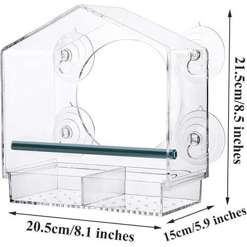 Transparent Bird Feeder with Suction Cups