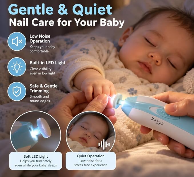 Electric Baby Nail Trimmer with 6 Grinding Heads