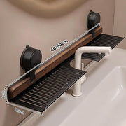 Wall Mounted Suction Shelf Walnut Bathroom Kitchen Shelf