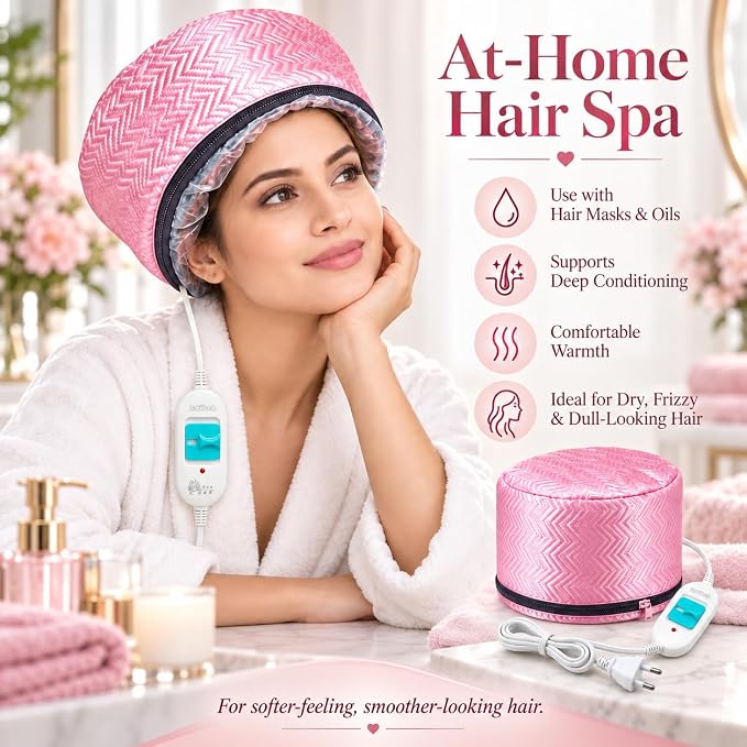 Hair Thermal Treatment Heating Cap in Pink Colour