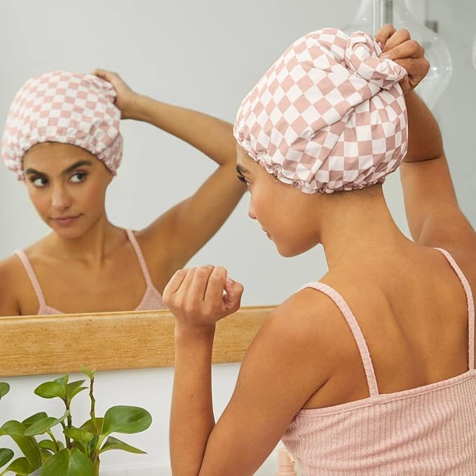 Satin-Lined Flexi Shower Cap for Women