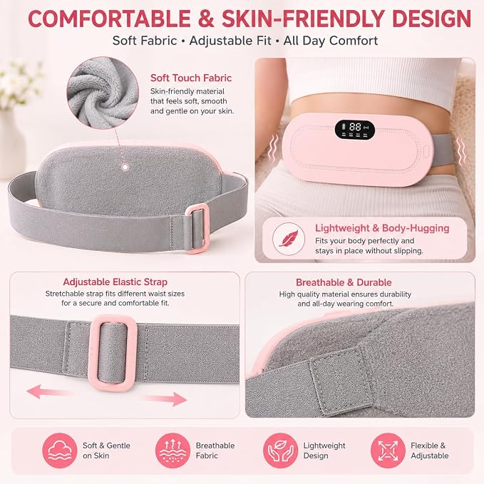 Period Cramp Relief Heating Pad Pain Device with 4 Massage Modes