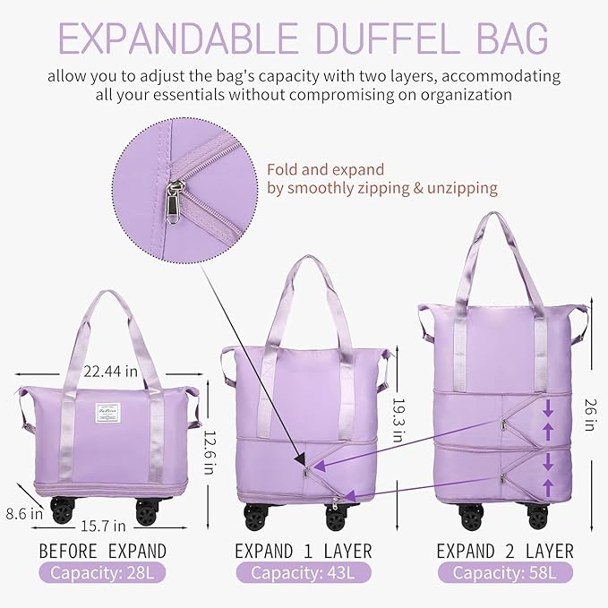 Foldable Shopping Trolley Bag with Wheels Lightweight & Waterproof