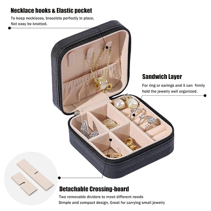 Leather Small Jewelry Box For Travel Portable Jewelry Case