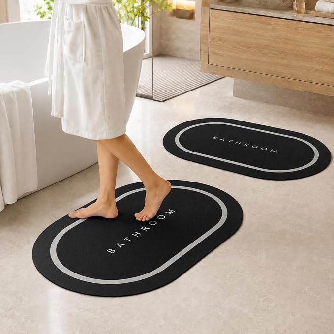 Anti Slip Oval Bathroom Mat - Quick Dry