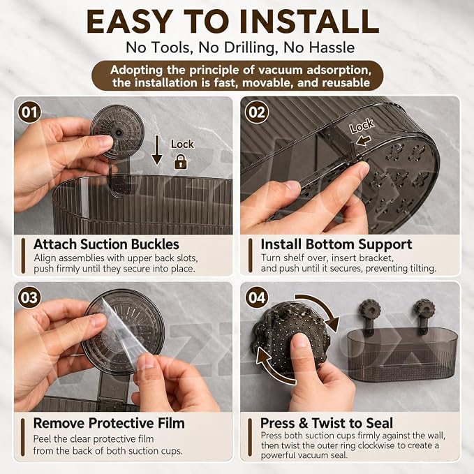 Suction Cup Bathroom Shelf Rack