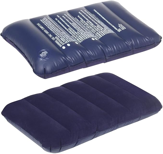 Blue Velvet Air Pillow for Travel Sleeping